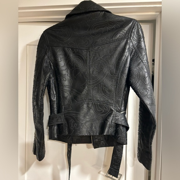 Black Textured Leather Jacket - Picture 2 of 5